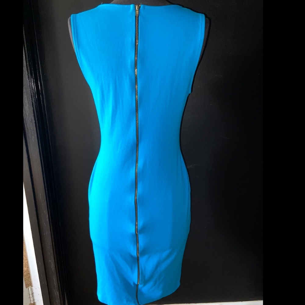 blue dress with zipper detail